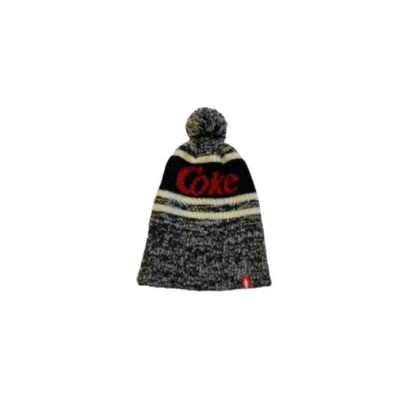 Coca Cola Vintage Style Black and Red Unisex Knit Winter Toque with Pom Pom - Picture 1 of 5